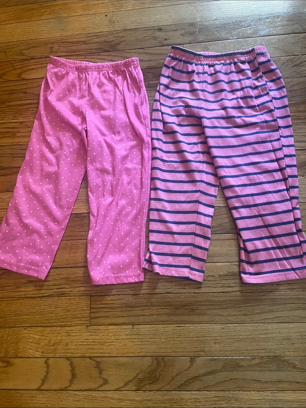 Carter's Girls' Pink Polka Dot & Pink Navy Striped Pajama Bottoms